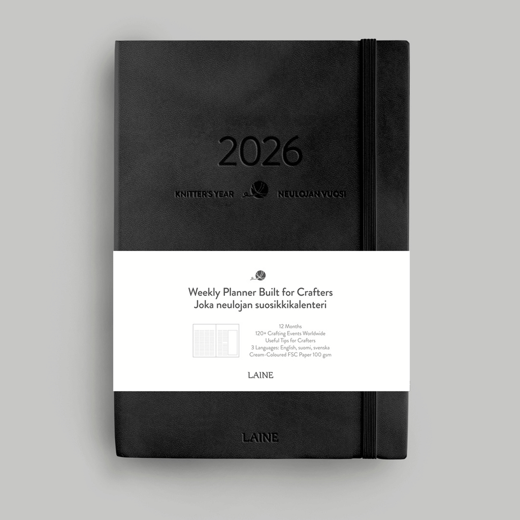 Laine Knitter's Year 2026 Weekly Planner - Black | Accessories at Michigan Fine Yarns