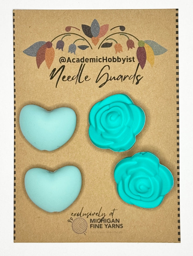 Michigan Fine Yarns AcademicHobbyist Needle Guards - Desert Love - Turquoise Hearts & Flowers 72376362 | Accessories at Michigan Fine Yarns