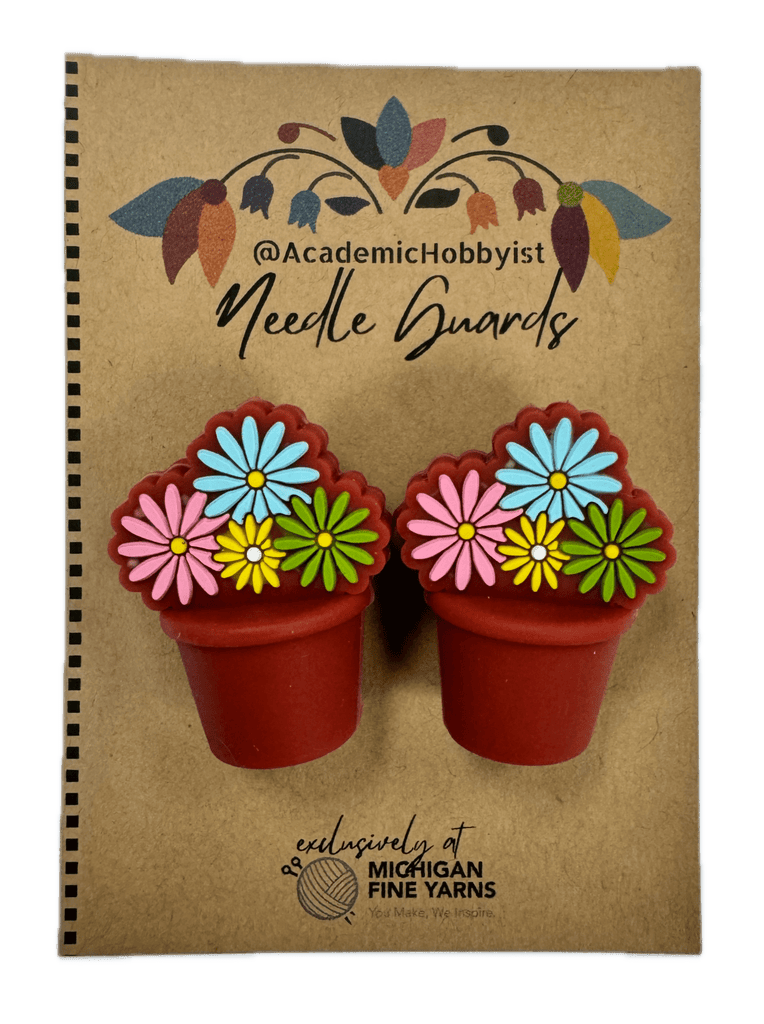 Michigan Fine Yarns AcademicHobbyist Needle Guards - Heritage Collection - Dark Pot Flowers 08094250 | Accessories at Michigan Fine Yarns