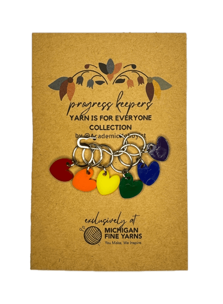Michigan Fine Yarns Yarn is for Everyone Collection Progress Keepers - Rainbow Hearts 95261482 | Accessories at Michigan Fine Yarns