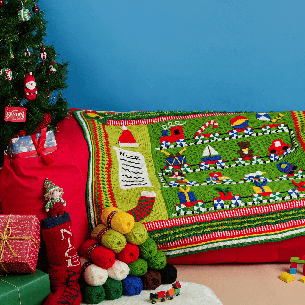 Sirdar Santa's Workshop Christmas Blanket Kit - Original Colorway | Kits at Michigan Fine Yarns