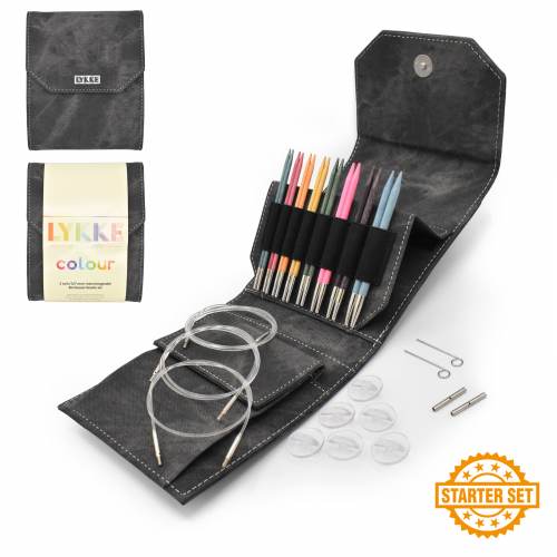 LYKKE LYKKE Colour 5" Interchangeable Needle Starter Set - Grey Denim 841275198593 | Knitting Needles at Michigan Fine Yarns
