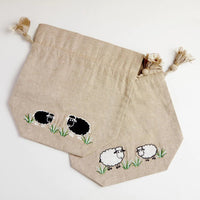 Lantern Moon Meadow Drawstring Bag -Black Sheep 8907628061326 | Accessories at Michigan Fine Yarns