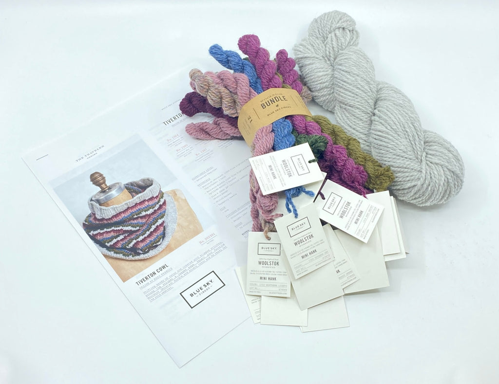 Blue Sky Fibers Tiverton Cowl Kit -Bramble & Fig + No. 1301 Storm Cloud 31211562 | Kits at Michigan Fine Yarns
