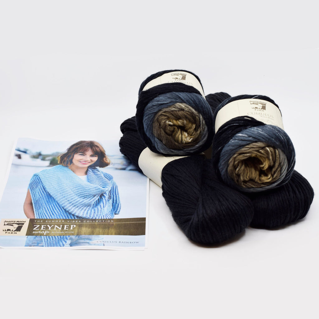 Juniper Moon Farm Zeynep Wrap Kit -Blackberry and Glacier Bay 76862506 | Kits at Michigan Fine Yarns
