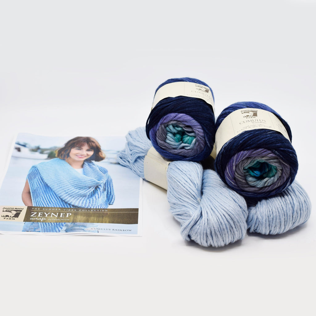 Juniper Moon Farm Zeynep Wrap Kit -Toucan Sky and Pacific Sky 99669034 | Kits at Michigan Fine Yarns
