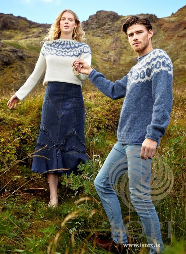 Lopi JÁ! Sweater Kit -White Short Sweater (L) | Kits at Michigan Fine Yarns