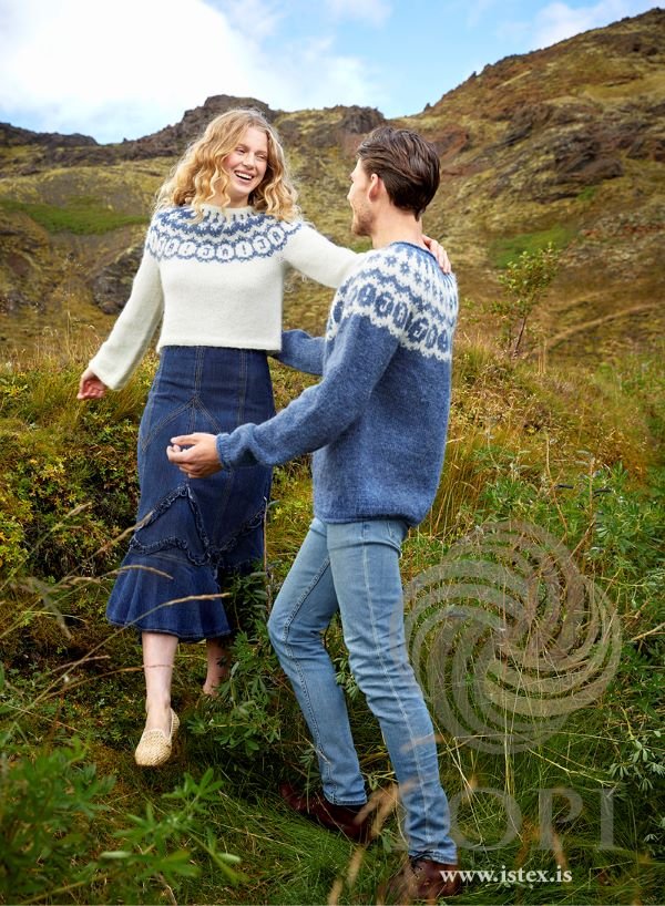 Lopi JÁ! Sweater Kit -White Short Sweater (L) | Kits at Michigan Fine Yarns