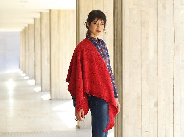 Malabrigo Wellingborough Shawl Kit -Ravelry Red - SW611 78134570 | Kits at Michigan Fine Yarns