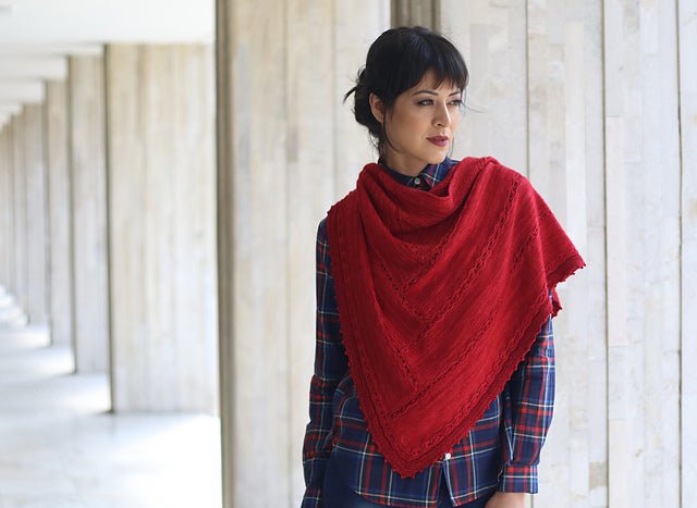 Malabrigo Wellingborough Shawl Kit -Ravelry Red - SW611 78134570 | Kits at Michigan Fine Yarns