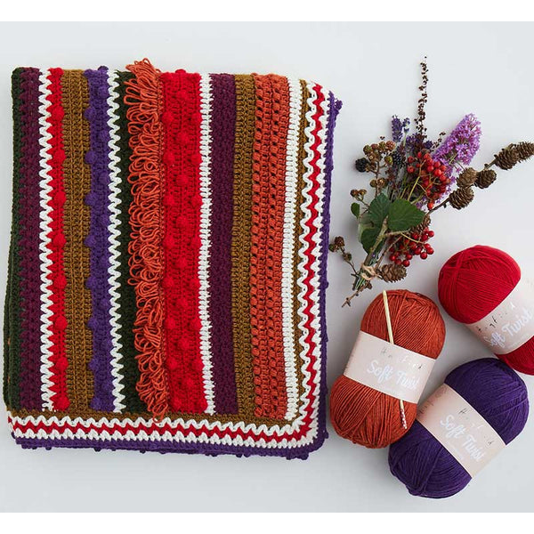 Sirdar Winter Berries Blanket Crochet Along in Hayfield Soft Twist