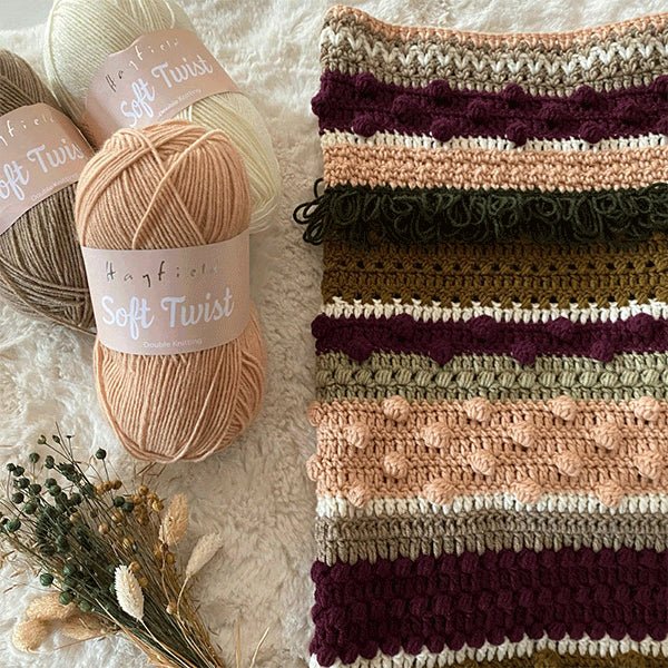 Sirdar Winter Berries Blanket Crochet Along in Hayfield Soft Twist Yarn -Winter Berries 28596266 | Kits at Michigan Fine Yarns