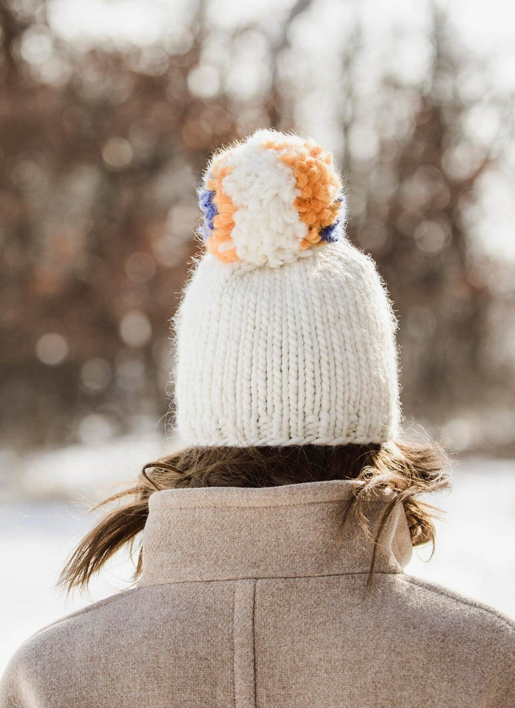 Blue Sky Fibers Big Pom Hat at Michigan Fine Yarns