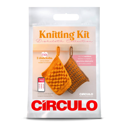 Circulo Yarns Knitting Kits - Dishcloth Collection - 1 - Popcorn (Carrot) 7891113164764 | Kits at Michigan Fine Yarns