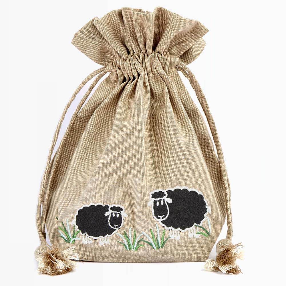 Lantern Moon Meadow Drawstring Bag -Black Sheep 8907628061326 | Accessories at Michigan Fine Yarns