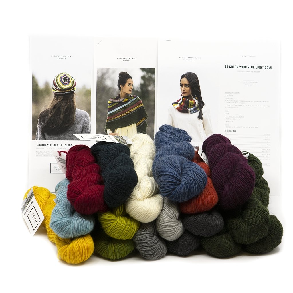 Blue Sky Fibers 14 Color Woolstok Light 3-in-1 Bundle Kit -Shawl, Cowl, and Slouch Kit One Size 41249066 | Kits at Michigan Fine Yarns