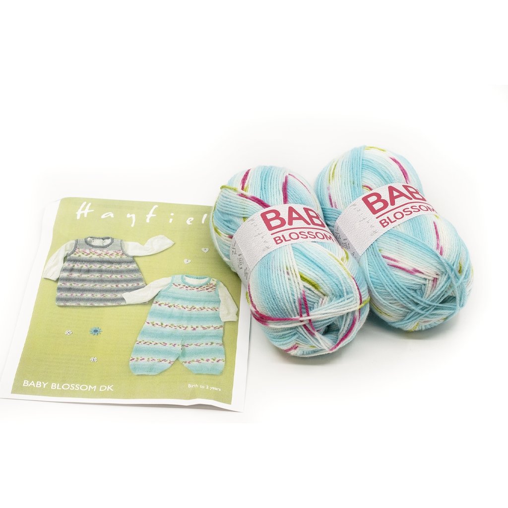 Sirdar Hayfield Baby Blossom DK Kits -Baby Jumper/Dress - Blue 52655658 | Kits at Michigan Fine Yarns