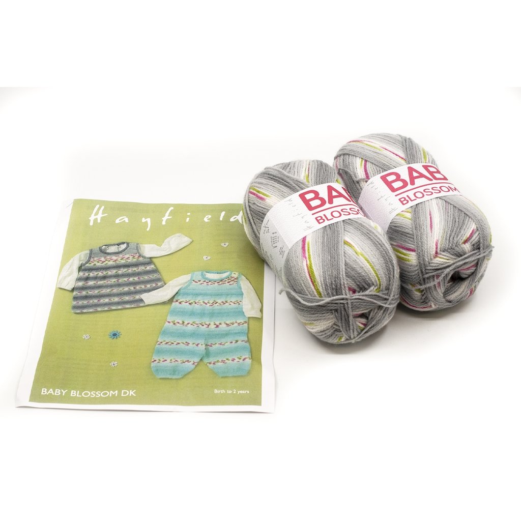 Sirdar Hayfield Baby Blossom DK Kits -Baby Jumper/Dress - Grey 61568554 | Kits at Michigan Fine Yarns