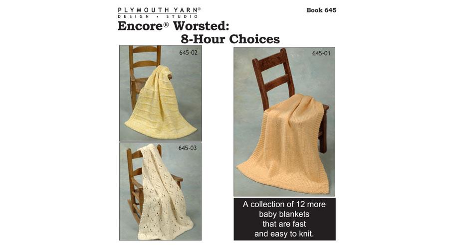 Plymouth Yarns Book 645 Encore Worsted: 8-Hour Choices | Michigan Fine Yarns - | Knitting Book at Michigan Fine Yarns
