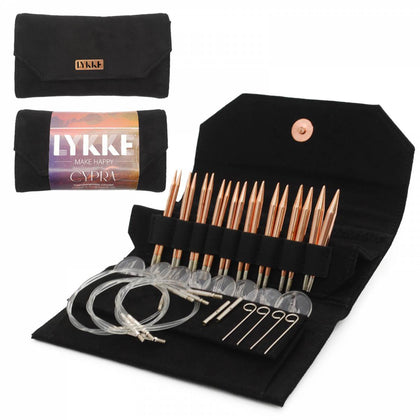 LYKKE Cypra 3.5" Interchangeable Circular Needle Set - Black Vegan Suede | Knitting Needles at Michigan Fine Yarns
