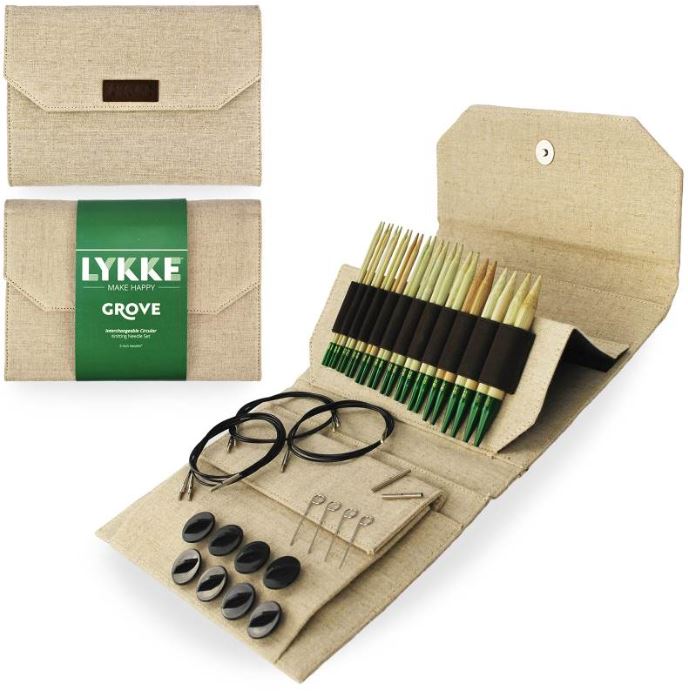 LYKKE Grove Bamboo 5" Interchangeable Circular Needle Set -Beige Jute Canvas 841275155220 | Knitting Needles at Michigan Fine Yarns