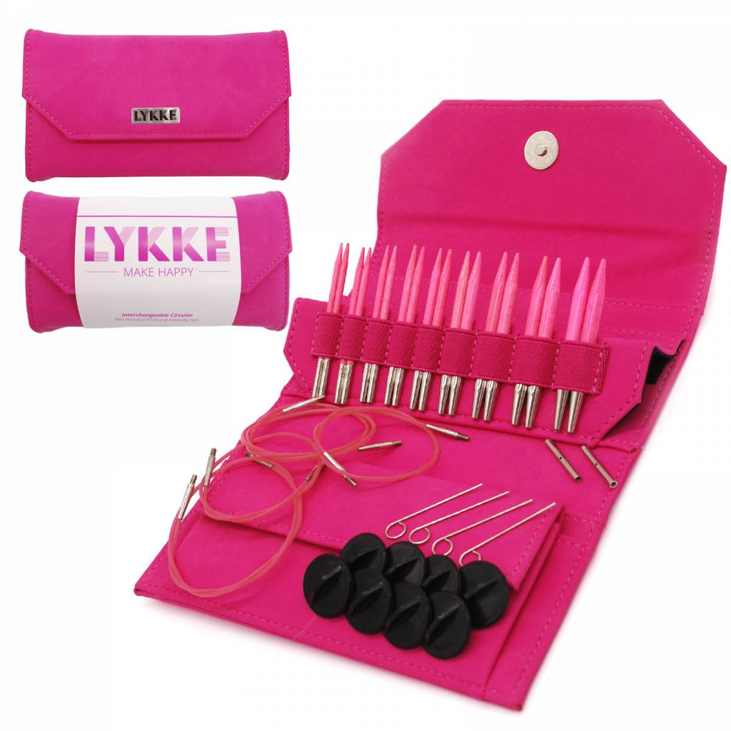 LYKKE LYKKE Blush 3.5" Interchangeable Circular Needle Set -Fuchsia Denim Effect 841275167209 | Knitting Needles at Michigan Fine Yarns