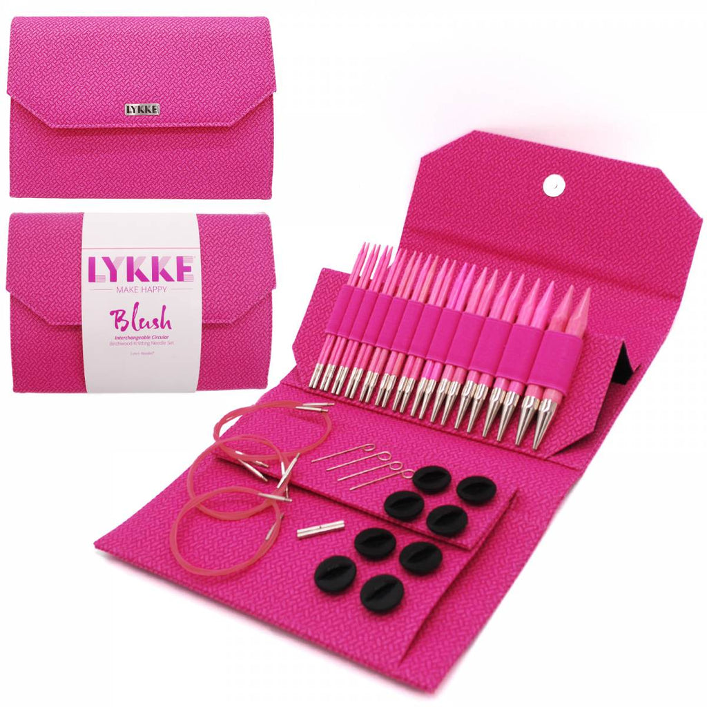 LYKKE LYKKE Blush 5" Interchangeable Circular Needle Set -Magenta Basketweave Effect 841275167216 | Knitting Needles at Michigan Fine Yarns