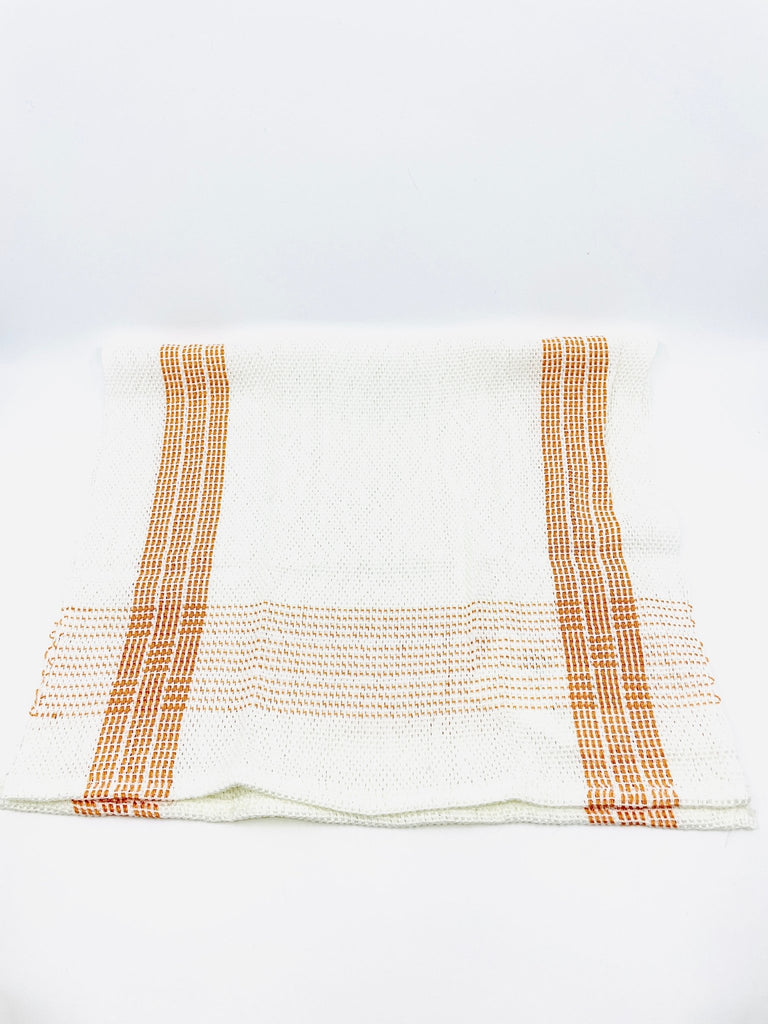 Michigan Fine Yarns Store Sample Sale: Weavings -16x28"White and orange Handwoven 17306922 | at Michigan Fine Yarns